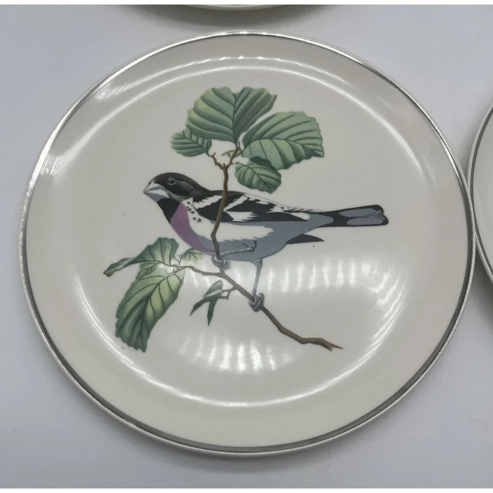 Crooksville USA Songbirds collector plates - Rose-Breasted Grosbeak, Set Of 4